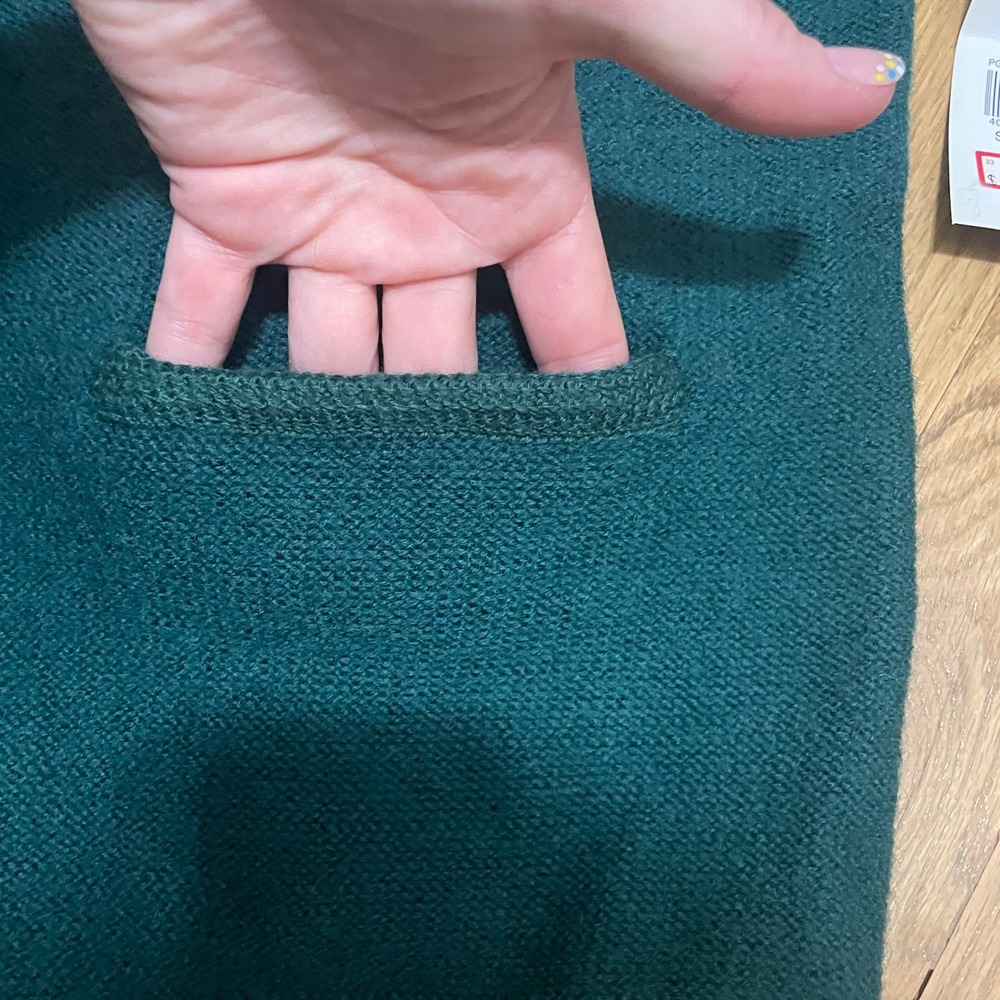 VTG Karen Scott Petites Medium Wool Cardigan Sweater Green Gold Button Academia - Picture 7 of 10